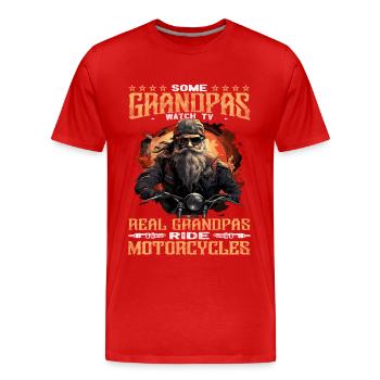 Real Grandpas Ride Motorcycles | Motorcyclist - Men's Premium Organic T-Shirt - red - Front - Damien (186cm)
