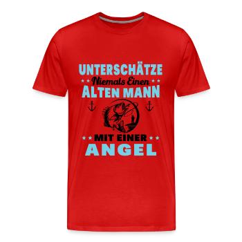 Ein Alter Mann mit Seiner Angelrute Angelgeschen - Männer Premium Bio T-Shirt - Rot - Vorne - Damien (186cm)