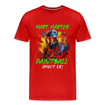 Hart Härter Paintball spielt er | Paintballspieler - Männer Premium Bio T-Shirt - Rot - Vorne - Damien (186cm)