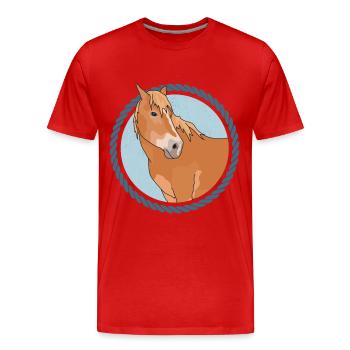 Haflinger Cheval Haffi Cadeau du propriétaire de chevaux - T-shirt bio Premium Homme - rouge - Devant - Damien (186cm)