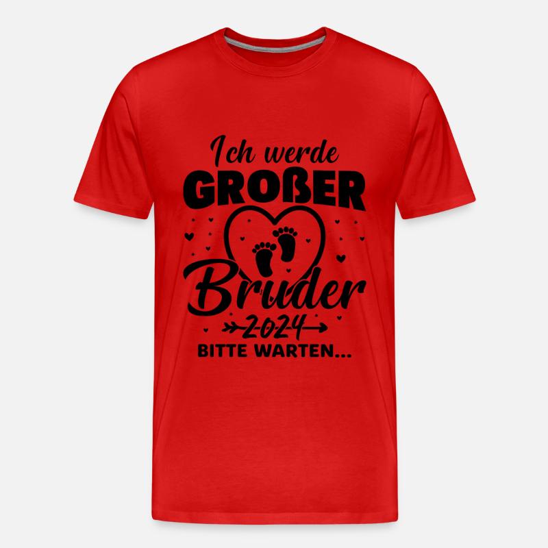 Ich werde Großer Bruder 2024 - Männer Premium Bio T-Shirt - Rot