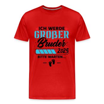 Ich werde Großer Bruder 2025 - Männer Premium Bio T-Shirt - Rot - Vorne - Damien (186cm)