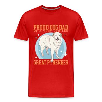 Chien de montagne pyrénéen Papa Chien Chien Propriétaire Cadeau - T-shirt bio Premium Homme - rouge - Devant - Damien (186cm)