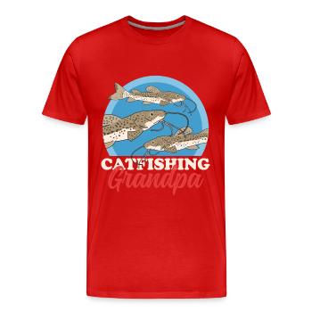 Grand-père pêcheur | Pêche au poisson-chat Pêche Poisson Cadeau - T-shirt bio Premium Homme - rouge - Devant - Damien (186cm)