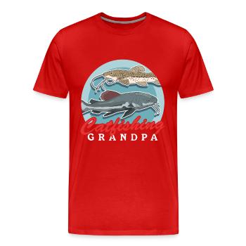 Pêcheur Grand-père Poisson-chat Pêche Poisson Pêche Cadeau - T-shirt bio Premium Homme - rouge - Devant - Damien (186cm)
