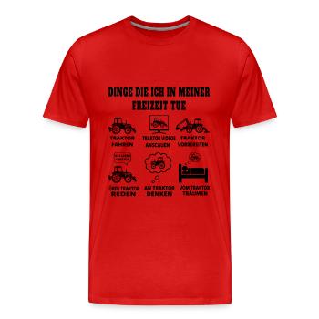 was ich in meiner Freizeit mache Traktor - Männer Premium Bio T-Shirt - Rot - Vorne - Damien (186cm)