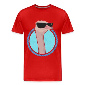 Autruche Oiseau Autruche Autruche Autruche Cadeau - T-shirt bio Premium Homme - rouge - Devant - Damien (186cm)