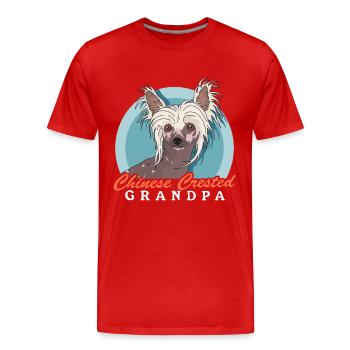 Chinese Crested Opa Chinesischer Schopfhund - Männer Premium Bio T-Shirt - Rot - Vorne - Damien (186cm)