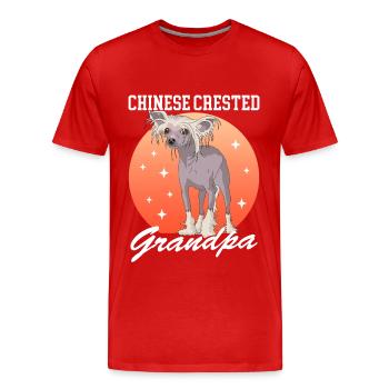 Chinese Crested Opa | Chinesischer Schopfhund - Männer Premium Bio T-Shirt - Rot - Vorne - Damien (186cm)
