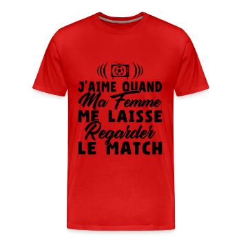 J'aime ma femme / Humour Mari - T-shirt bio Premium Homme - rouge - Devant - Damien (186cm)