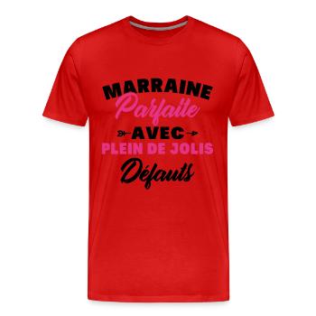 Marraine parfaite avec plein de jolis défauts - T-shirt bio Premium Homme - rouge - Devant - Damien (186cm)
