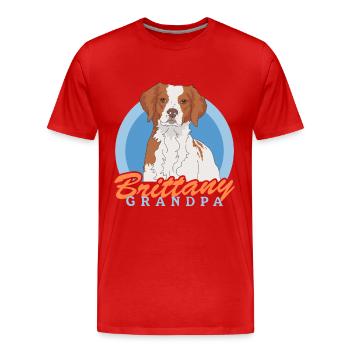 Brittany Grandpa Spaniel Breton Pointing Dog Gift - Men's Premium Organic T-Shirt - red - Front - Damien (186cm)