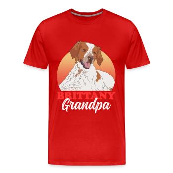 Brittany Opa Epagneul Breton Hunde Geschenk - Männer Premium Bio T-Shirt - Rot - Vorne - Damien (186cm)