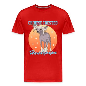 Chinese Crested Hundepapa | Schopfhund Geschenk - Männer Premium Bio T-Shirt - Rot - Vorne - Damien (186cm)