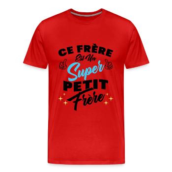 ce frère est un super petit frère - T-shirt bio Premium Homme - rouge - Devant - Damien (186cm)