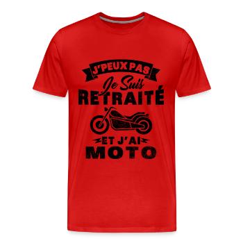 J'peux pas je suis retraité et j'ai moto Cadeau - T-shirt bio Premium Homme - rouge - Devant - Damien (186cm)