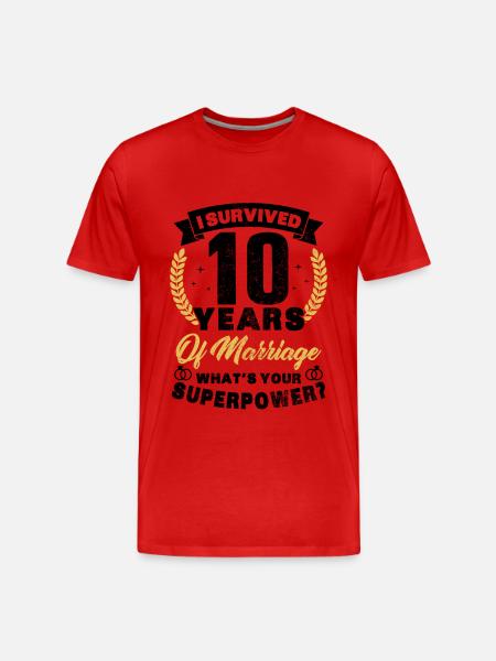 10 jaar huwelijk vrouw humor getrouwd grappig cadeau - Mannen premium biologisch T-shirt - rood