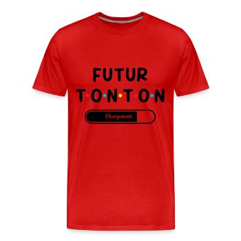 Homme Annonce Grossesse Tonton Futur Tonton - T-shirt bio Premium Homme - rouge - Devant - Damien (186cm)