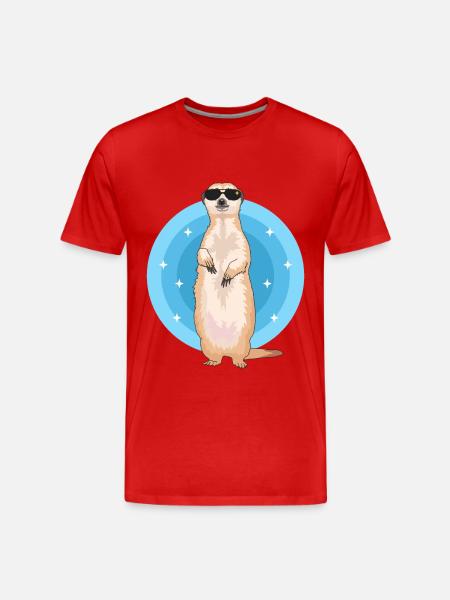 Erdmännchen Cool | Lustiges Erdmännchen Geschenk - Männer Premium Bio T-Shirt - Rot