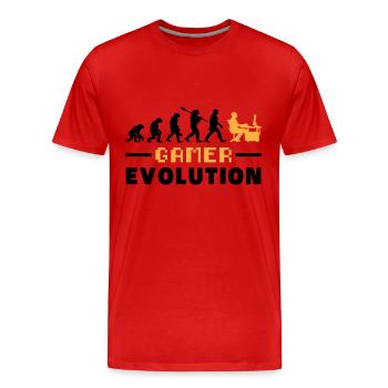 Gamer Evolution Vintage Cadeau - T-shirt bio Premium Homme - rouge - Devant - Damien (186cm)
