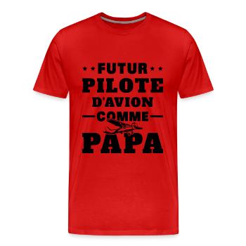 Futur Pilote d'avion comme Papa - T-shirt bio Premium Homme - rouge - Devant - Damien (186cm)