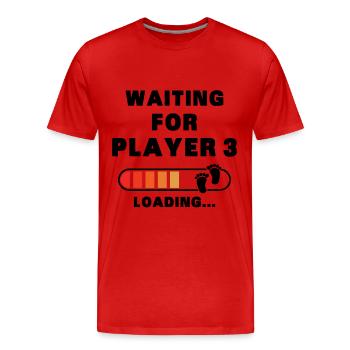 Premiere fois papa maman père mère premiere enfant - T-shirt bio Premium Homme - rouge - Devant - Damien (186cm)