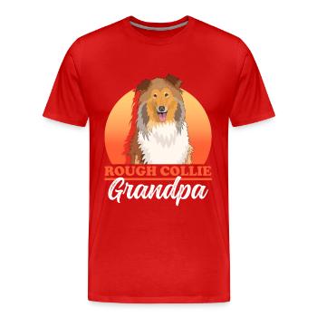 Collie Grandpa Collie à poil long Collie Collies Rough Collies Cadeau - T-shirt bio Premium Homme - rouge - Devant - Damien (186cm)