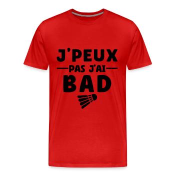 Je Peux Pas J'ai Badminton - T-shirt bio Premium Homme - rouge - Devant - Damien (186cm)