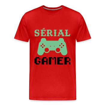 Serieller Gamer Humor Konsole Videospiele Teen Geek - Männer Premium Bio T-Shirt - Rot - Vorne - Damien (186cm)