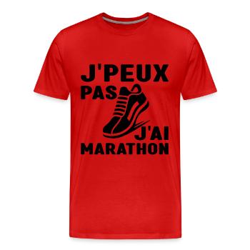 Je Peux Pas J'Ai Marathon Humour Marathon - T-shirt bio Premium Homme - rouge - Devant - Damien (186cm)