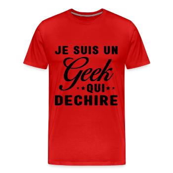 Je suis un geek qui déchire - T-shirt bio Premium Homme - rouge - Devant - Damien (186cm)