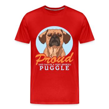 Puggle Dad Dog Dad Dog Owner Gift - Men's Premium Organic T-Shirt - red - Front - Damien (186cm)