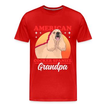 Amerikanischer Cocker Spaniel Opa Hunde Geschenk - Männer Premium Bio T-Shirt - Rot - Vorne - Damien (186cm)