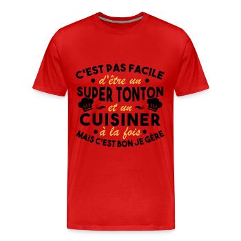 Super Tonton et un Cuisinier Cadeau Humour - T-shirt bio Premium Homme - rouge - Devant - Damien (186cm)