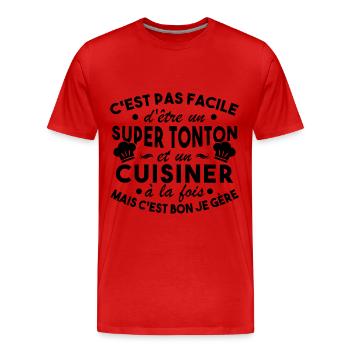 Super Tonton et un Cuisinier Cadeau Humour - T-shirt bio Premium Homme - rouge - Devant - Damien (186cm)