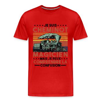 Cheminot Conducteur De Train Chemin De Fer - T-shirt bio Premium Homme - rouge - Devant - Damien (186cm)