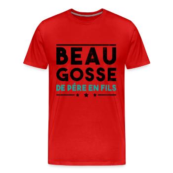 Beau Gosse De Père En Fils - T-shirt bio Premium Homme - rouge - Devant - Damien (186cm)