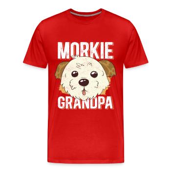 Morkie grand-père chien propriétaire chien amant cadeau - T-shirt bio Premium Homme - rouge - Devant - Damien (186cm)