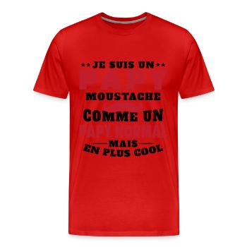 Un papy moustache comme un papy normal - T-shirt bio Premium Homme - rouge - Devant - Damien (186cm)