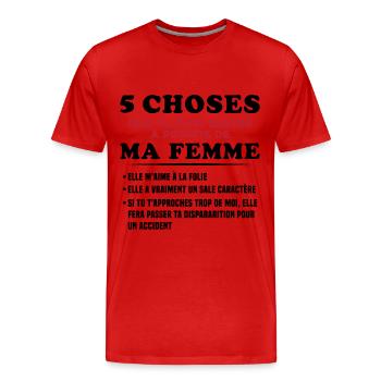 Humour Couple Jalousie Cadeau Amoureux Copain - T-shirt bio Premium Homme - rouge - Devant - Damien (186cm)
