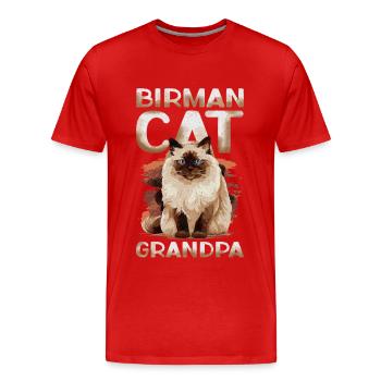 Birma Katzen Opa Birmakatze Birmchen Geschenk - Männer Premium Bio T-Shirt - Rot - Vorne - Damien (186cm)