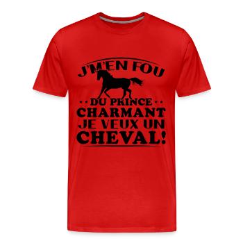 Ich kümmere mich nicht um den Märchenprinzen, ich will ein Pferd - Männer Premium Bio T-Shirt - Rot - Vorne - Damien (186cm)