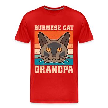 Burmese Opa Burma Katze Burma-Katzen Geschenk - Männer Premium Bio T-Shirt - Rot - Vorne - Damien (186cm)