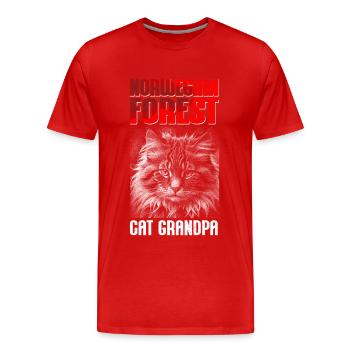 Norwegian Forest Cat Grandpa Norwegian Cat Gift - Men's Premium Organic T-Shirt - red - Front - Damien (186cm)