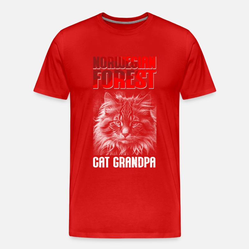 Norwegische Waldkatze Opa Norweger Katze Geschenk - Männer Premium Bio T-Shirt - Rot