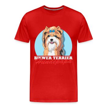 Biewer Terrier Hundepapa Hundebesitzer Geschenk - Männer Premium Bio T-Shirt - Rot - Vorne - Damien (186cm)