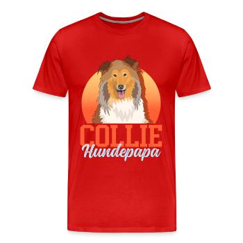 Collie Hundpapa Langhaarcollie Hunde Geschenk - Männer Premium Bio T-Shirt - Rot - Vorne - Damien (186cm)