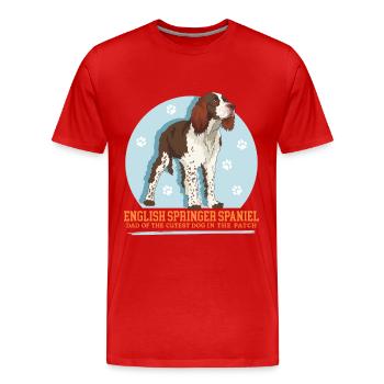 English Springer Spaniel Dad Gift - Men's Premium Organic T-Shirt - red - Front - Damien (186cm)