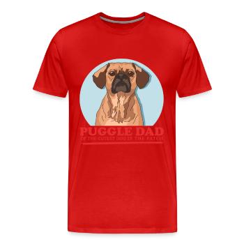 Puggle papa propriétaire de chien propriétaire de chien cadeau - T-shirt bio Premium Homme - rouge - Devant - Damien (186cm)