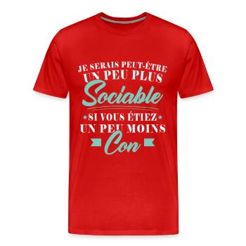 I'd be more sociable if you were less stupid - Men's Premium Organic T-Shirt - red - Front - Damien (186cm)